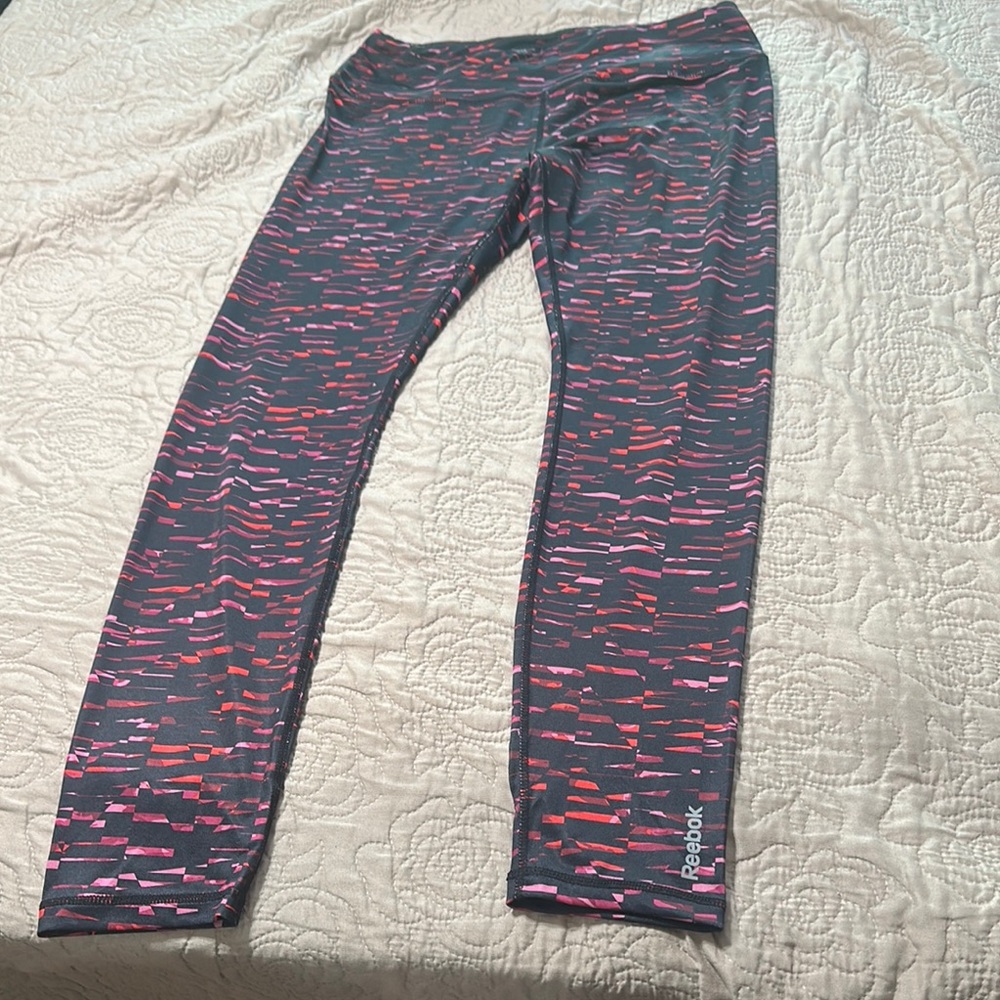Reebok Red and Black Patterned Leggings